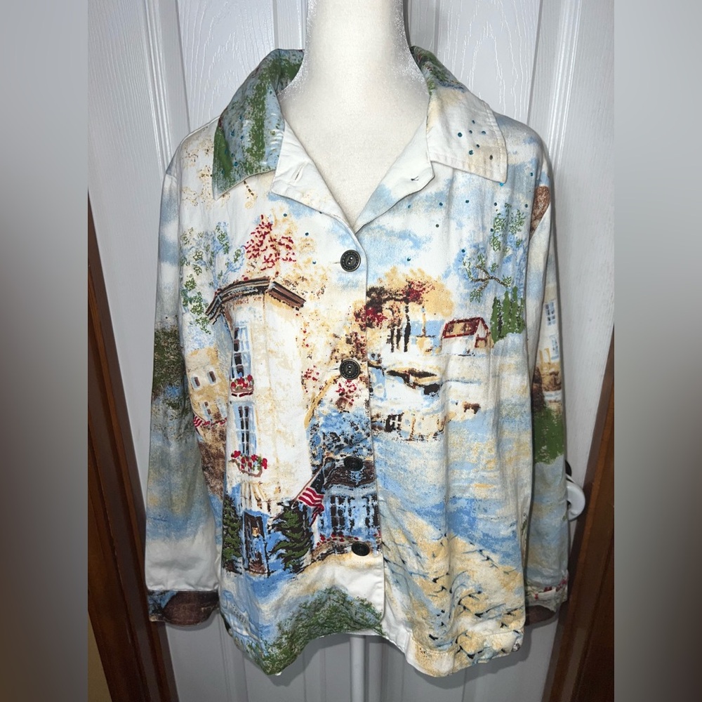 (READ) Draper’s & Damon’s Cotton Jacket Shacket  Lightweight Embellished Size M